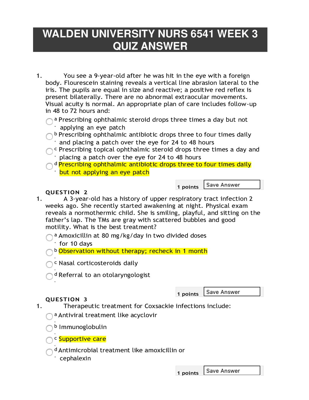 Preview of WALDEN UNIVERSITY NURS 6541 WEEK 3 QUIZ ANSWER 2021